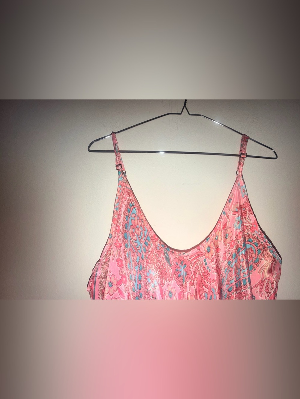 Pink Paisley Maxi Slip Dress with Delicate Straps - Picture 4 of 8